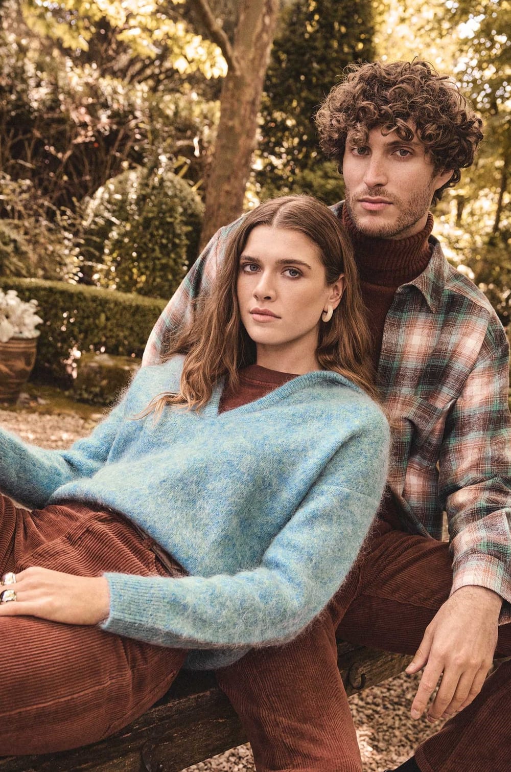 Unisex V-neck mohair and wool jumper FLANEUR;${refinementColor}