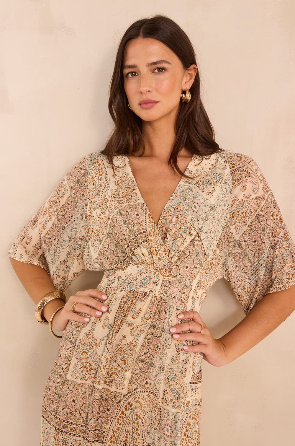 Flowing printed dress POEME;${refinementColor}
