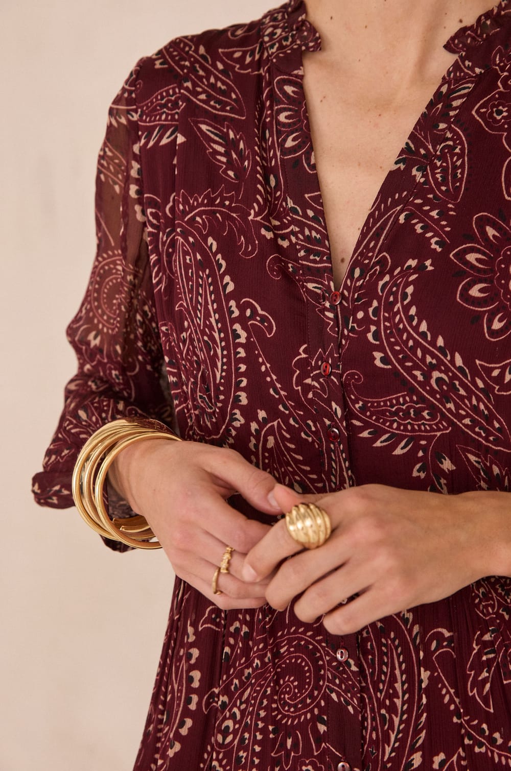 Robe longue &agrave; motif arabesque CAROLA;${refinementColor}