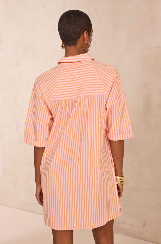 Striped cotton shirt dress BEST;${refinementColor}
