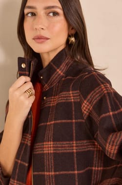FELICITY mixed wool tartan jacket;${refinementColor}