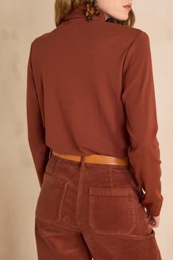 T-shirt col roul&eacute; en coton FERGUIE;${refinementColor}