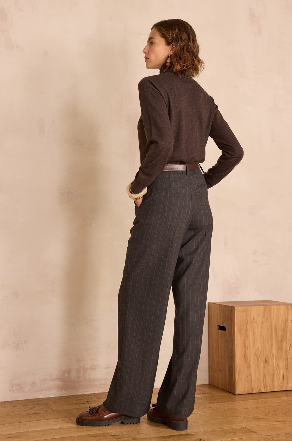 FERGUSON wide-leg striped trousers;${refinementColor}