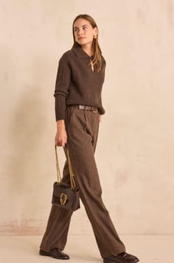 Pantalon large en laine m&eacute;lang&eacute;e BERNIE;${refinementColor}