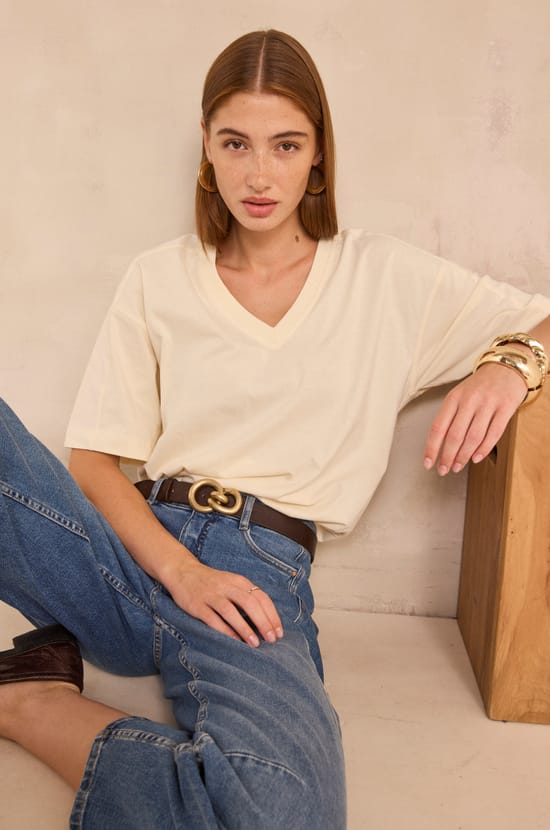 TED cotton 3/4 sleeve T-shirt;${refinementColor}