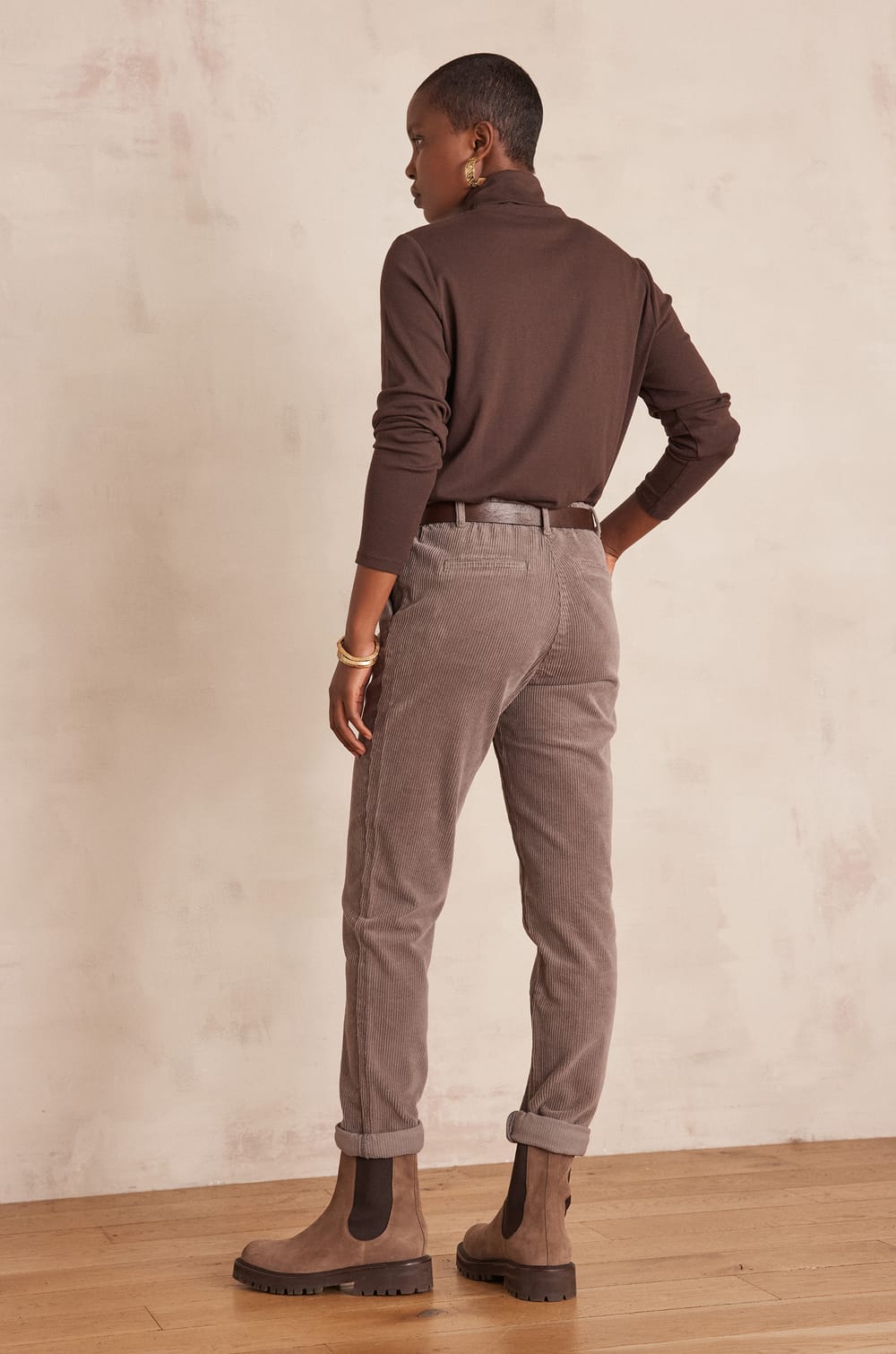 SABIL cotton velvet trousers;${refinementColor}