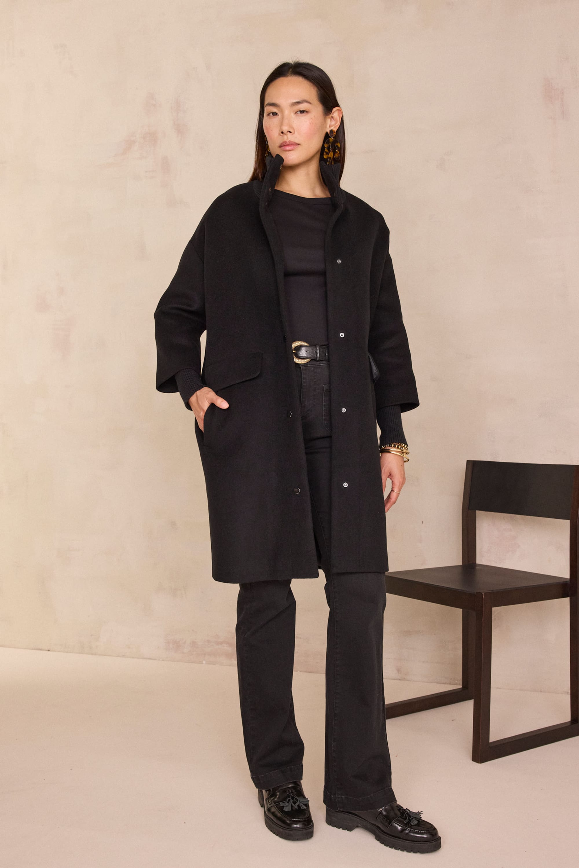 MAGDA mid-length coat woman | BLACK | Maison 123