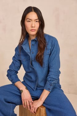 DORA long-sleeve cotton blouse;${refinementColor}