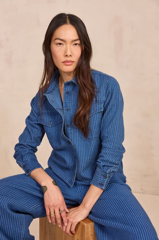 DORA long-sleeve cotton blouse;${refinementColor}