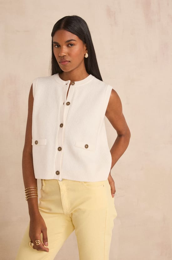 Sleeveless cotton vest PIERRO;${refinementColor}