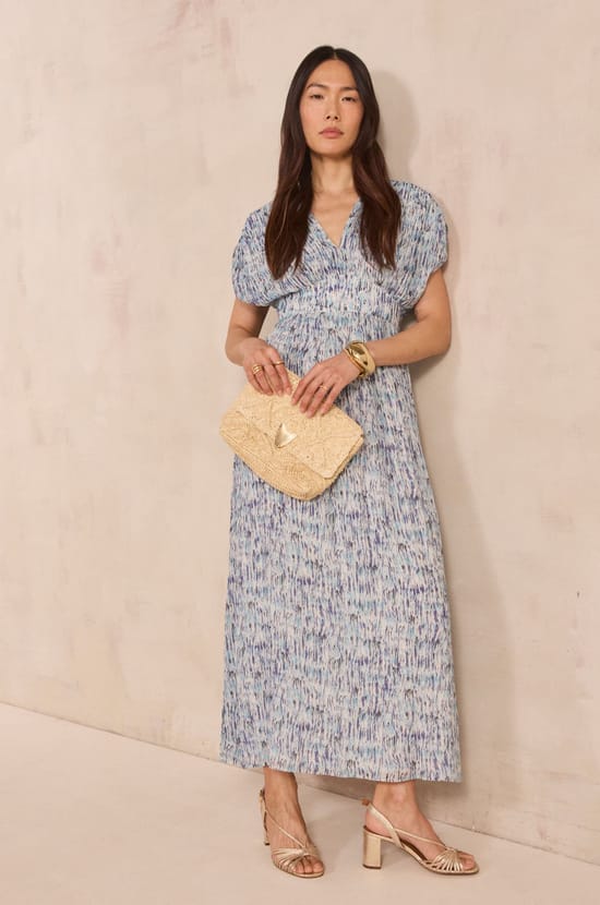 Robe imprim&eacute;e fluide BLUE;${refinementColor}