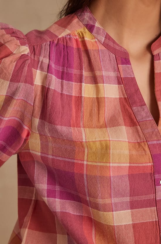 Blouse PRUDENCE &agrave; carreaux;${refinementColor}