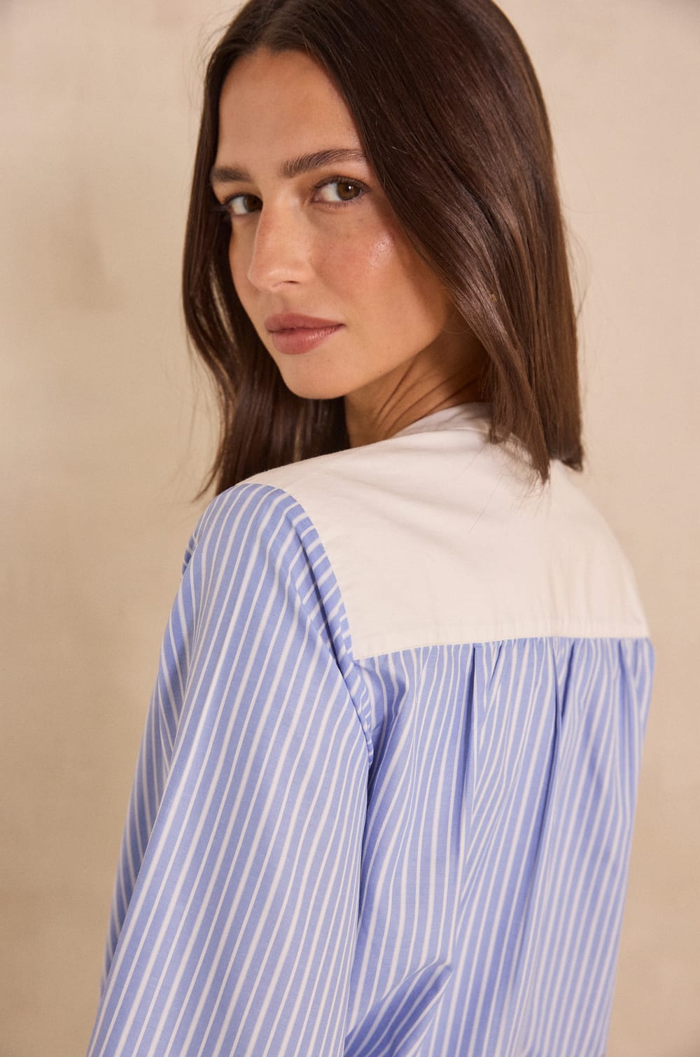 Striped long-sleeve blouse MANAELLE;${refinementColor}