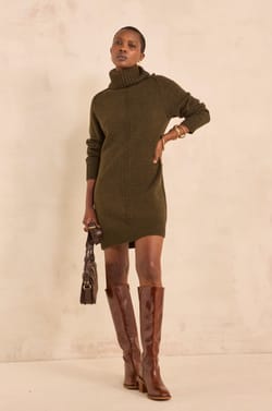 Perfect straight knit mixed wool dress;${refinementColor}