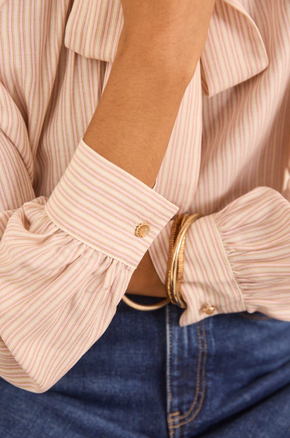 Striped long-sleeve blouse MYRTHE;${refinementColor}