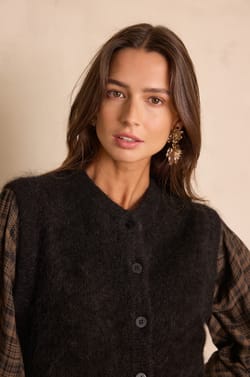 LOULOU sleeveless cardigan in mohair and wool;${refinementColor}