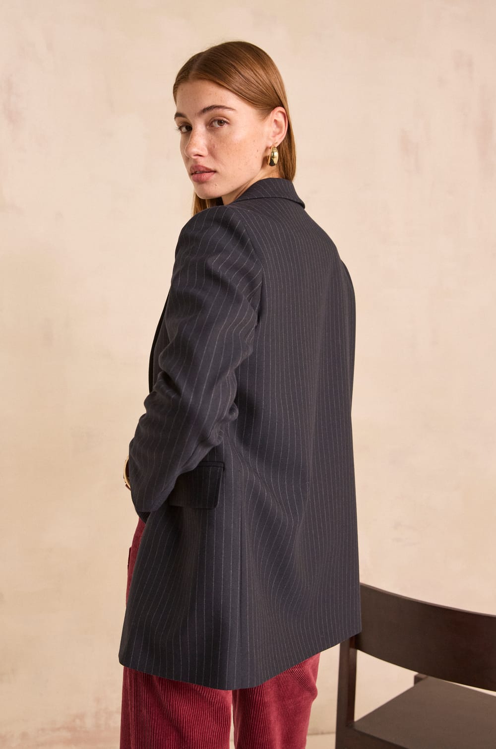 Nelia B Striped Long Sleeve Polyester Blend Jacket;${refinementColor}