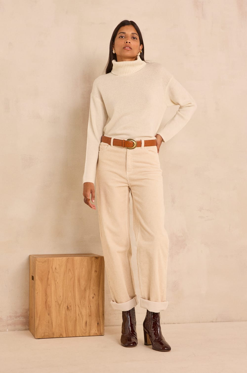 Loose cotton corduroy pants AGATHE;${refinementColor}