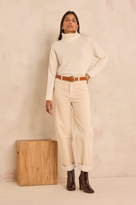 Loose cotton corduroy pants AGATHE;${refinementColor}