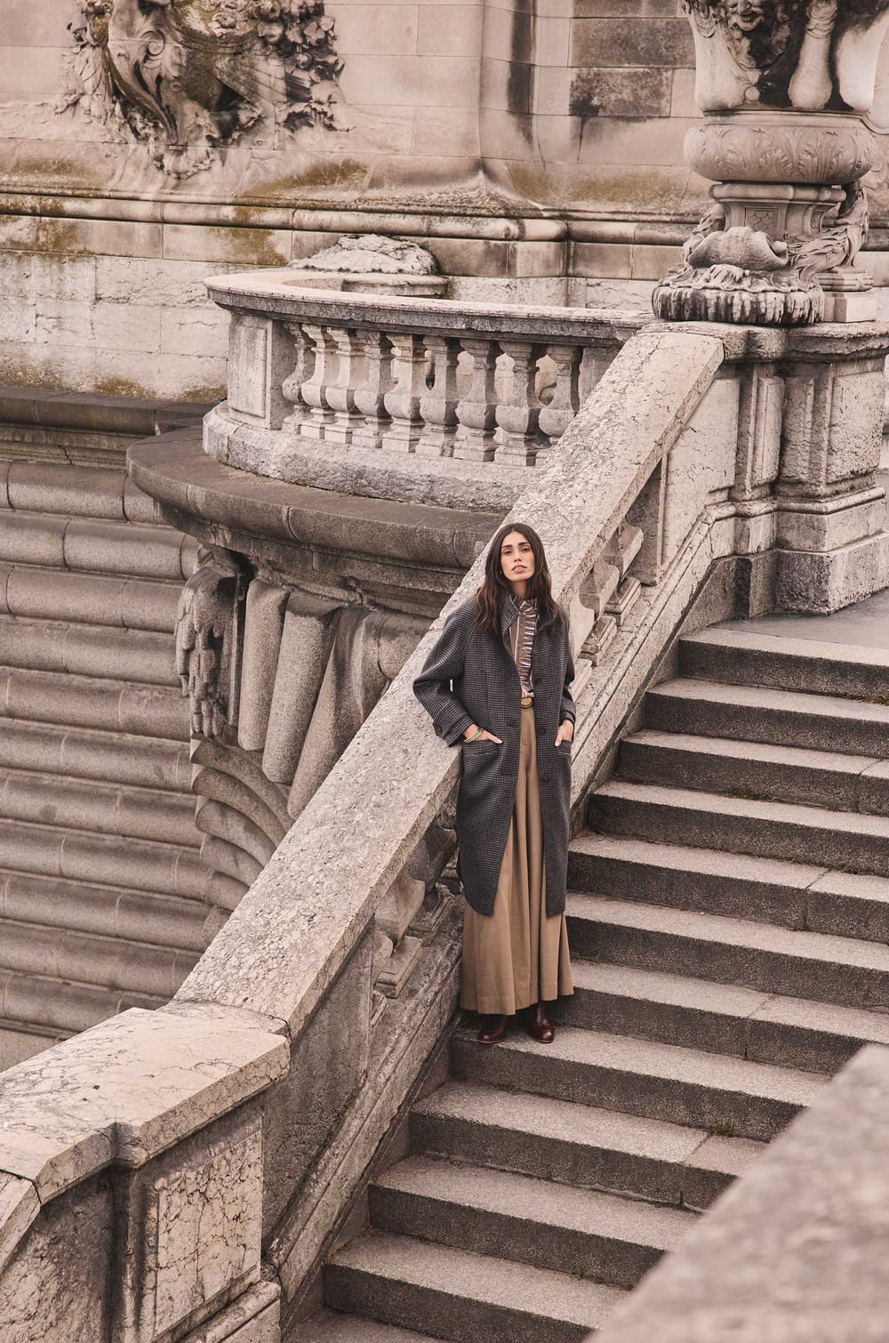 Long-sleeved Prince of Wales patterned coat DUKE;${refinementColor}