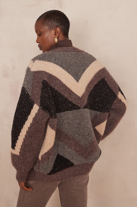BRITNEY cardigan with jacquard pattern;${refinementColor}