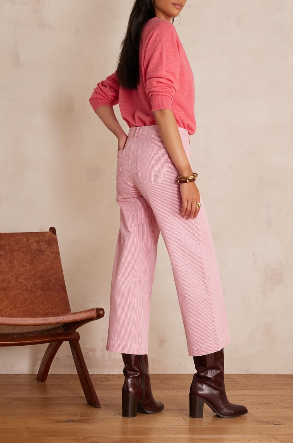 Pantalon LEA CROPPED en coton;${refinementColor}