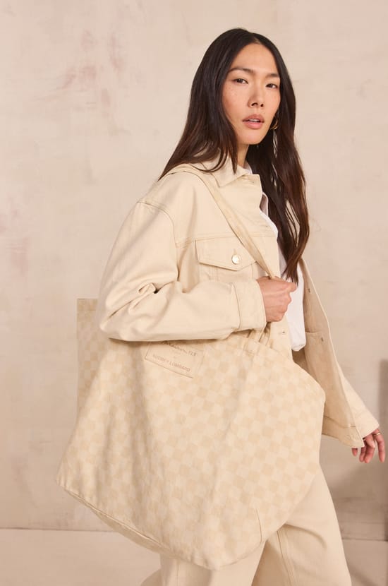 Sac en jean &agrave; carreaux Audrey Lombard x Maison 123 BIGGIE;${refinementColor}