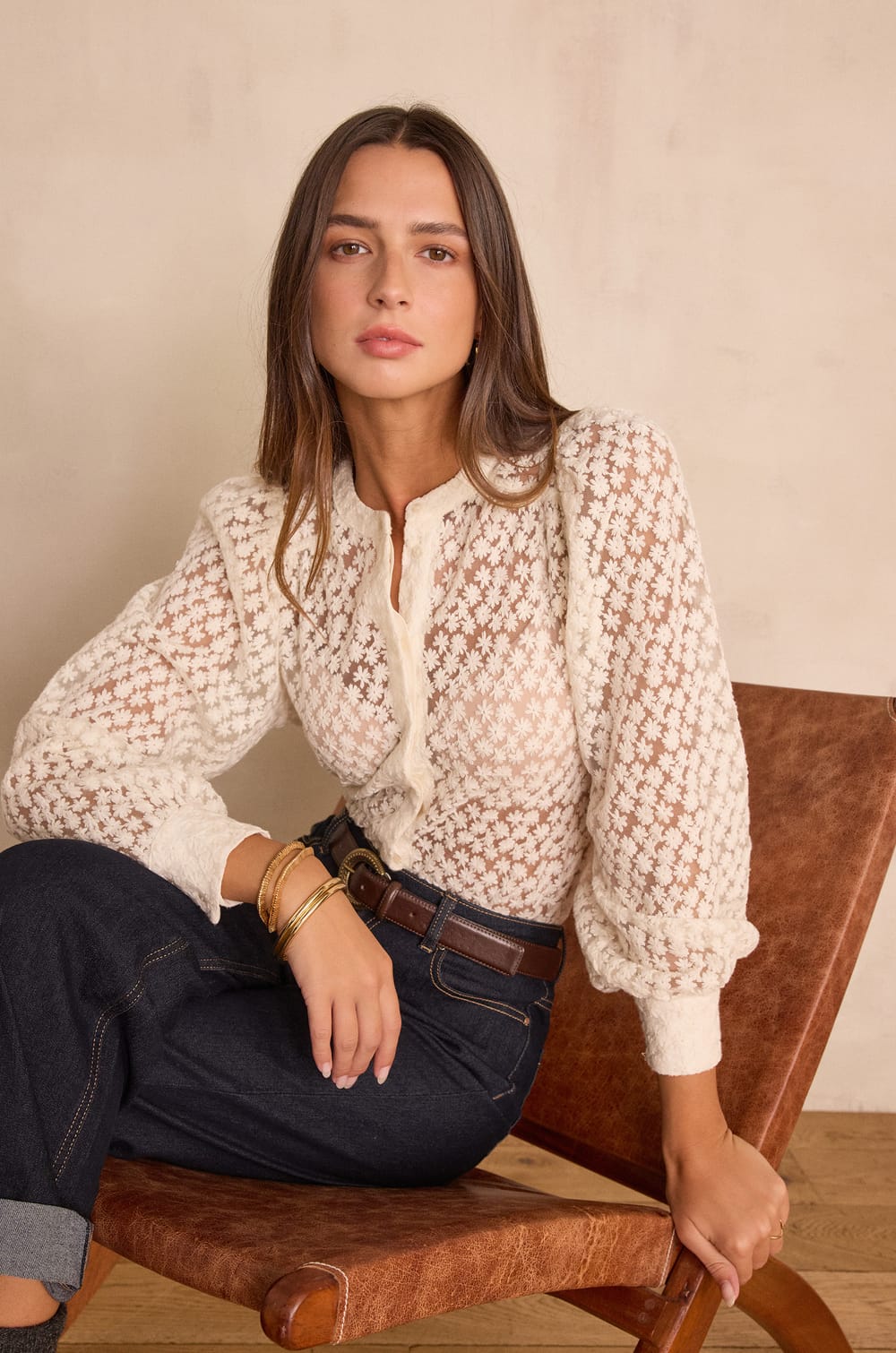 CAMOMILLE embroidered cotton shirt;${refinementColor}
