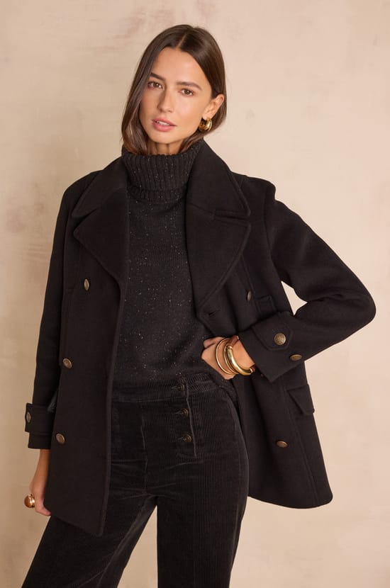 DJANIS wool pea coat;${refinementColor}