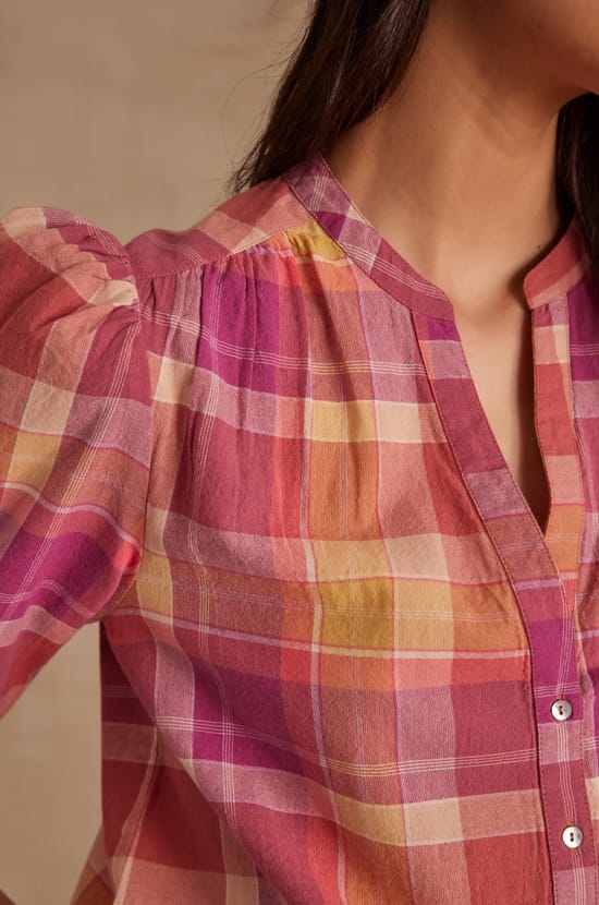 Blouse PRUDENCE &agrave; carreaux;${refinementColor}