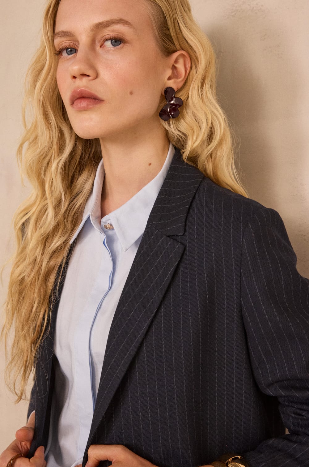 Nelia B Striped Long Sleeve Polyester Blend Jacket;${refinementColor}