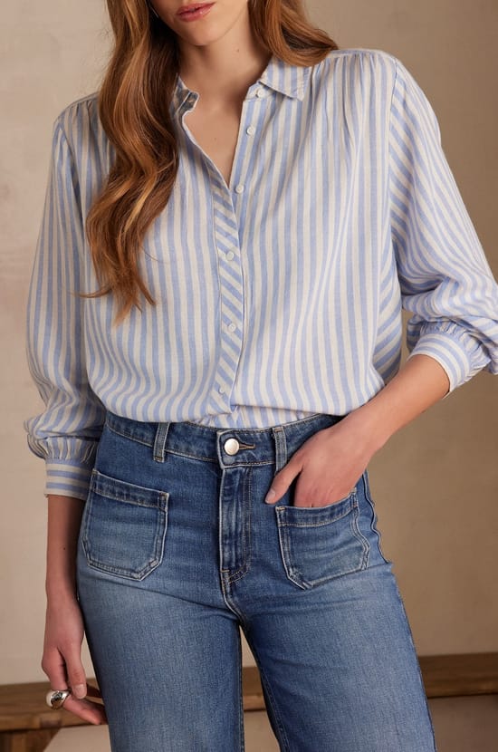 Chemisier POPPY en coton et lin ray&eacute;;${refinementColor}