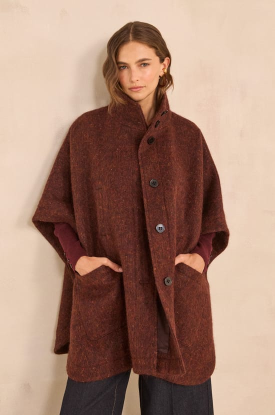 Cassy mottled wool cape;${refinementColor}