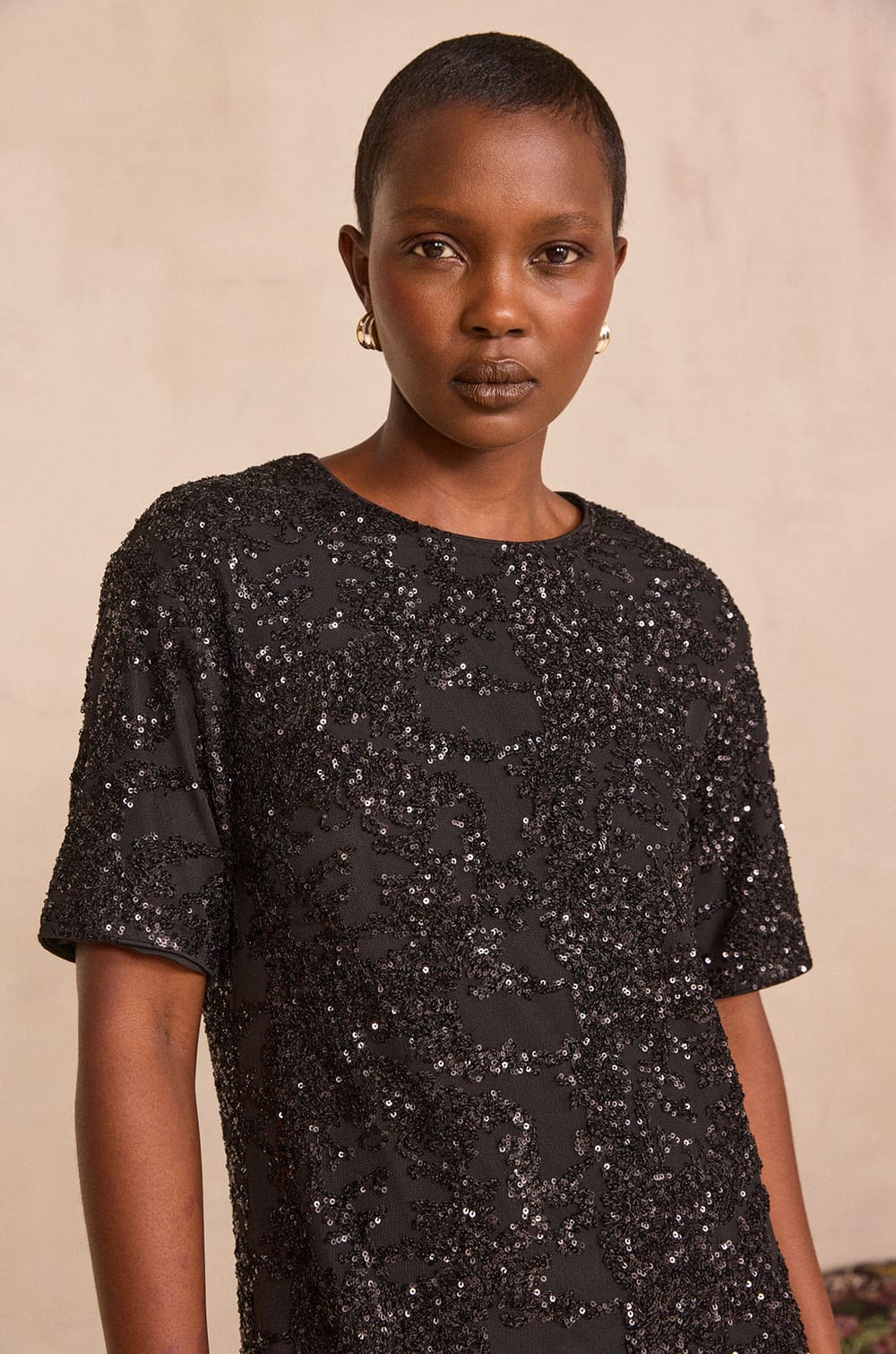 Embroidered sequin dress PARADIS;${refinementColor}
