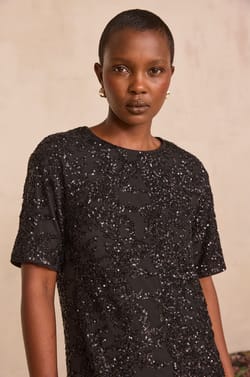 Embroidered sequin dress PARADIS;${refinementColor}