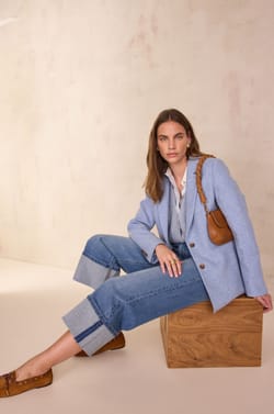 RUBY cropped jeans with turn-ups;${refinementColor}