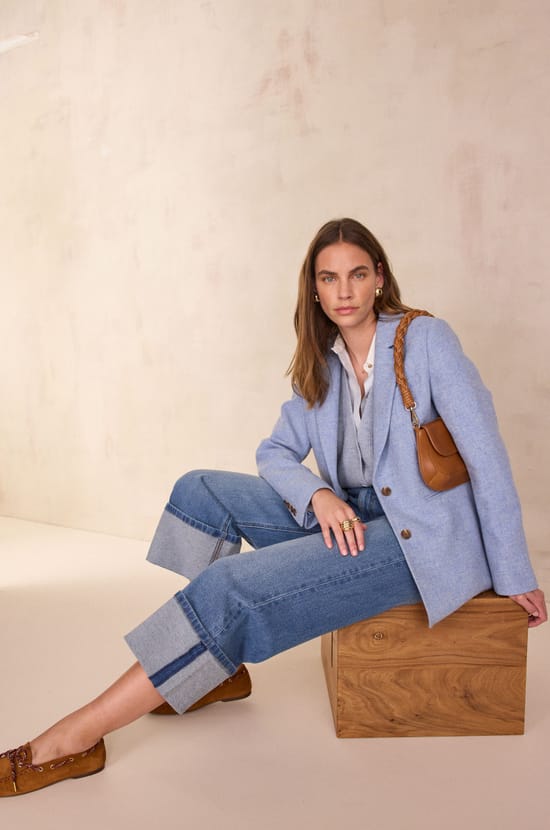 RUBY cropped jeans with turn-ups;${refinementColor}