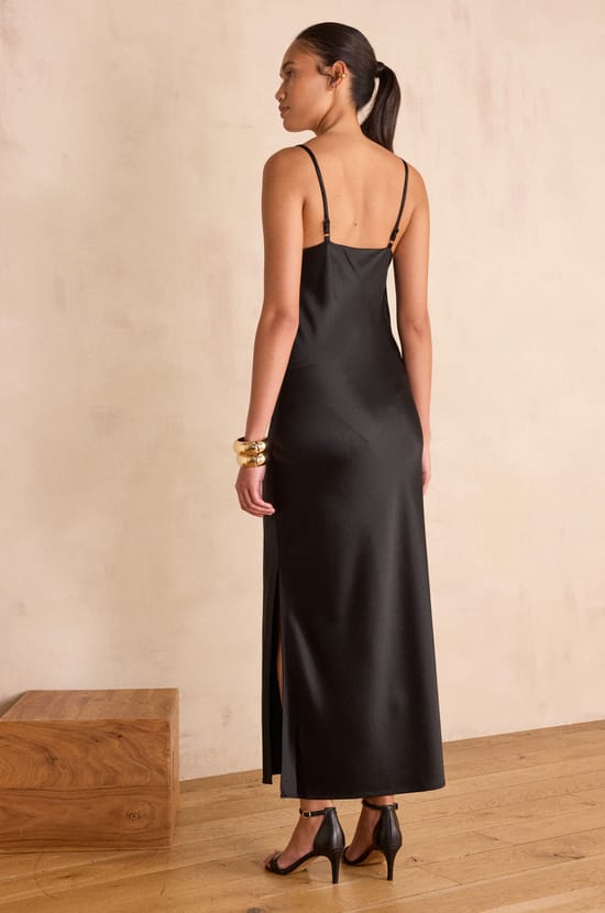 Straight satin dress REFLET;${refinementColor}