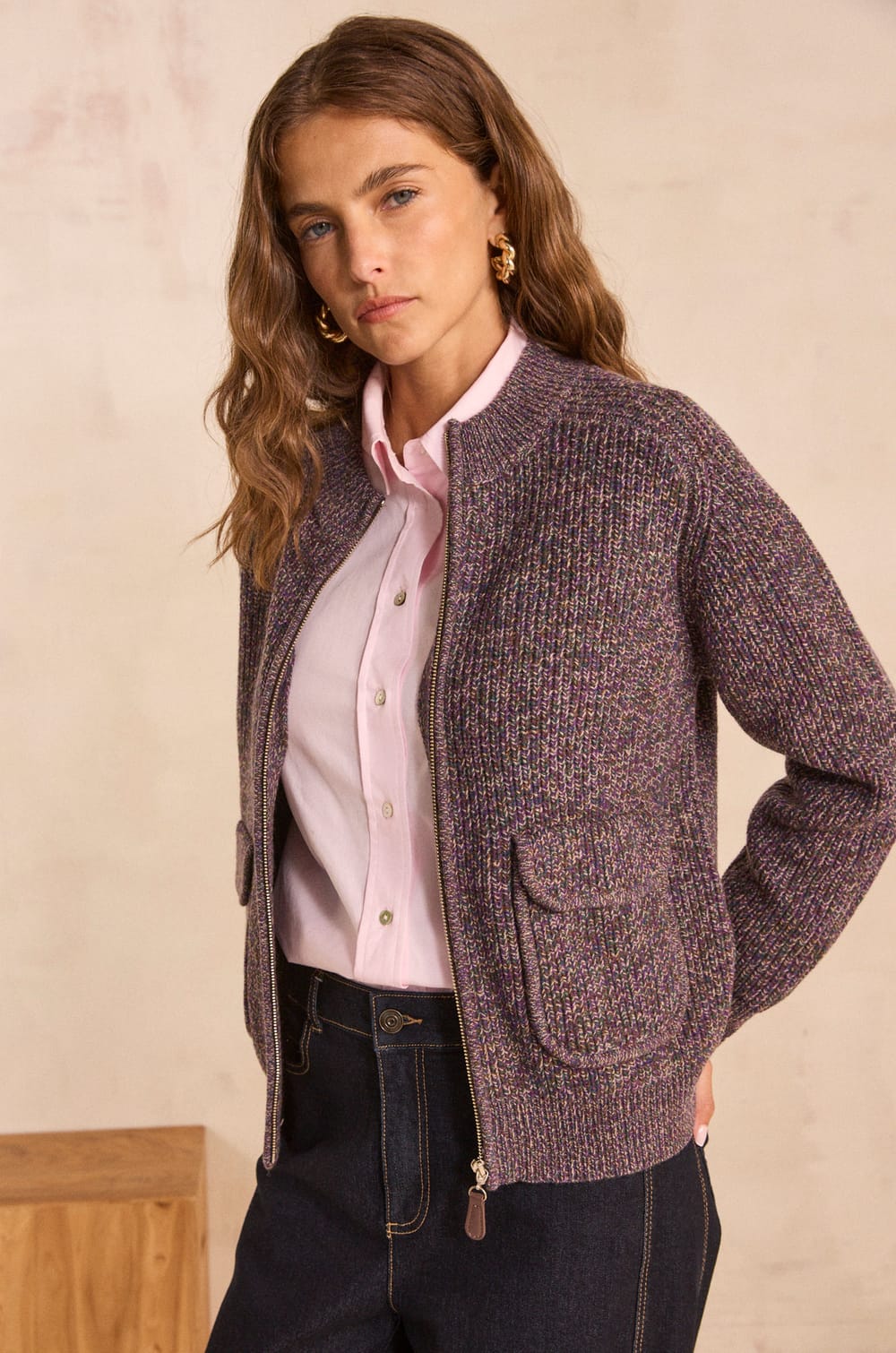 Gilet manches longues maille dense AGATHE;${refinementColor}