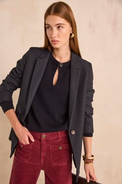Nelia B Striped Long Sleeve Polyester Blend Jacket;${refinementColor}