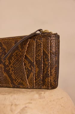 Python effect leather card holder VALENTIN;${refinementColor}