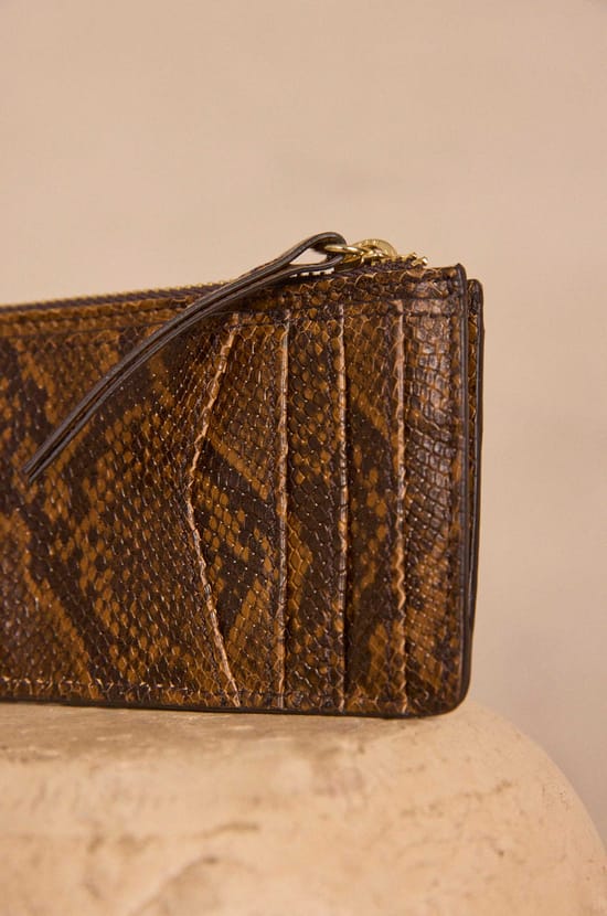 Python effect leather card holder VALENTIN;${refinementColor}