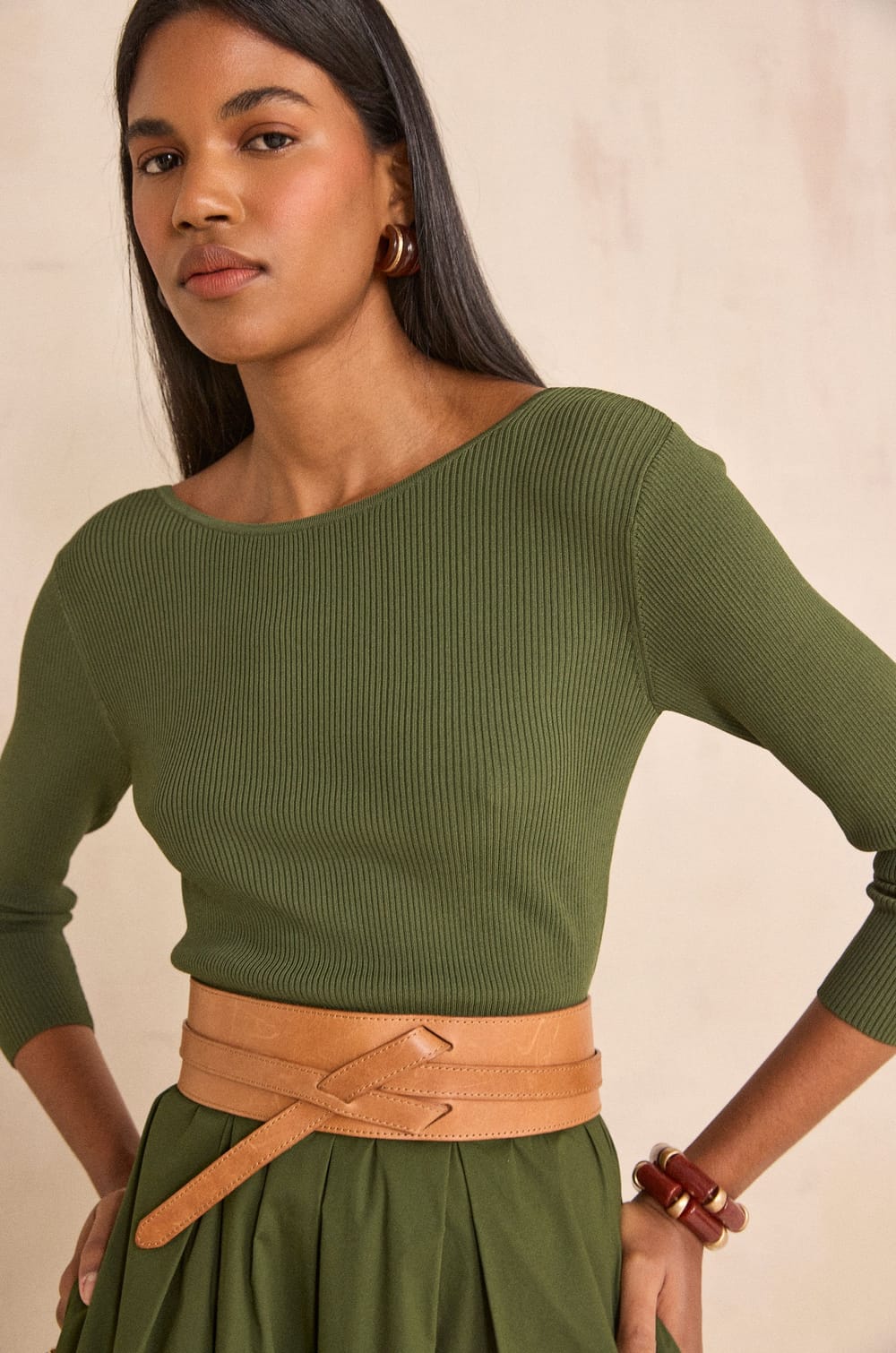 BLONDIE bi-material A-line dress;${refinementColor}