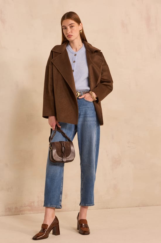 Long sleeve wool blend jacket CYRILE;${refinementColor}