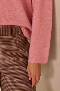 Pink long-sleeve cashmere sweater ALIZEE;${refinementColor}