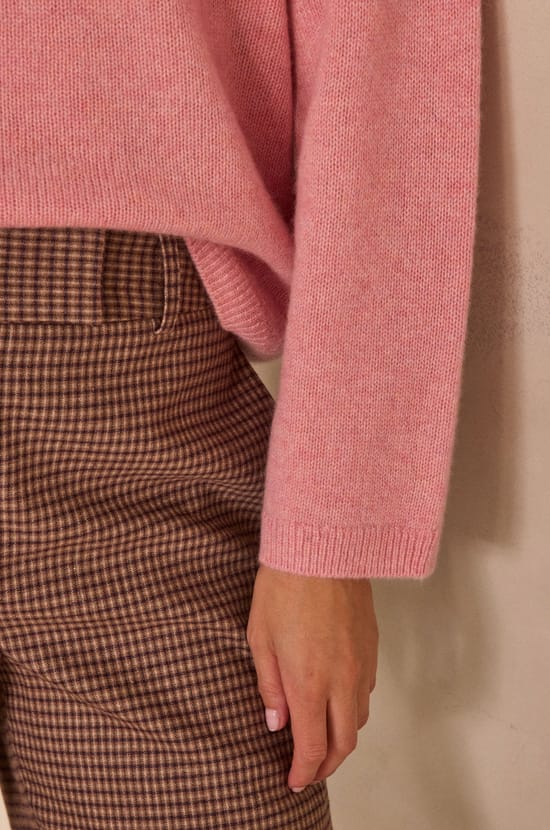 Pink long-sleeve cashmere sweater ALIZEE;${refinementColor}