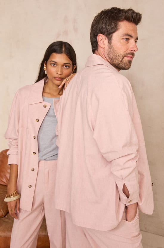 Unisex long-sleeve linen blend overshirt BOISE;${refinementColor}