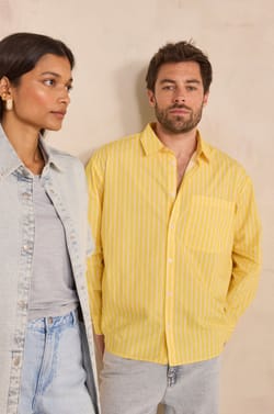 Long-sleeve unisex striped cotton shirt BRULANT;${refinementColor}