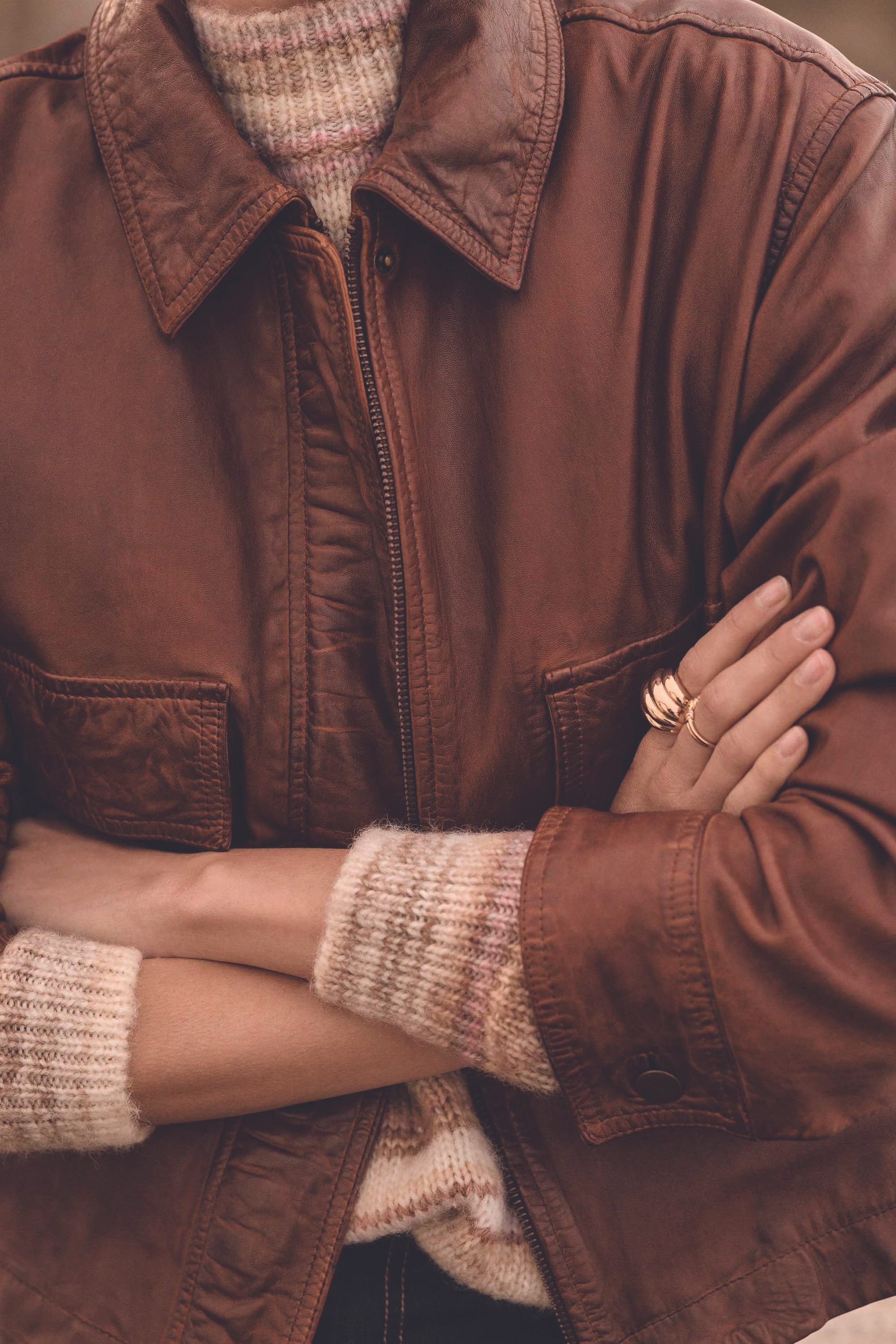COCO leather jacket woman | CINNAMON | Maison 123