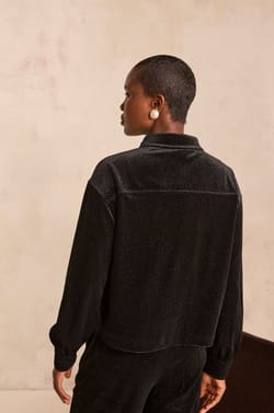 Mirabelle velvet blouse with sequins;${refinementColor}
